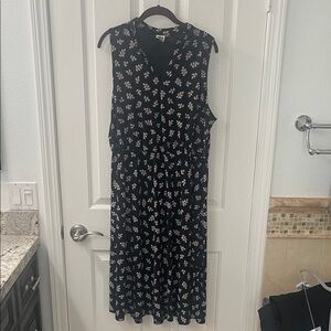 Anne Klein Black Floral Midi Dress
